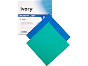 Ivory® Kofferdam Latex für Erwachsene Blau, heavy, Packung 36 Blatt