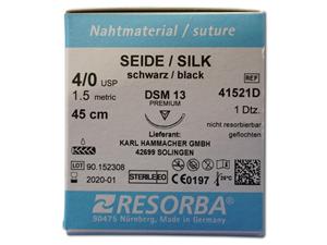 Resorba Seide schwarz - Nadeltyp DSM 13 USP 4-0, Länge 0,45 m (41521DN), Packung 24 Stück