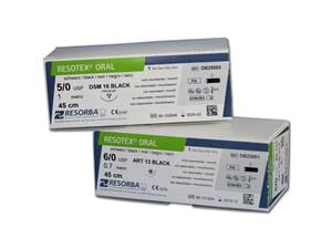Resotex® oral schwarz - Nadeltyp DSM 16 USP 5-0 , Länge 0,45 m (DB25002S), Packung 12 Stück