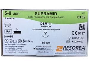 SUPRAMID schwarz - Nadeltyp DSM 11 USP 5-0, Länge 0,45 m (6152), Packung 36 Stück