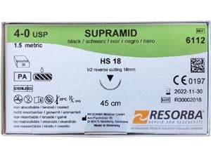 SUPRAMID schwarz - Nadeltyp HS 18 USP 4-0, Länge 0,45 m (6112), Packung 36 Stück
