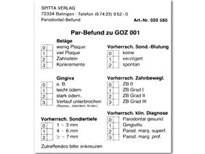 PAR-Befund zur GOZ 001 Block 50 Aufkleber