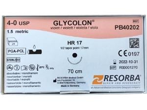 Glycolon® violett - Nadeltyp HR 17 USP 4-0, Länge 0,70 m, Packung 24 Stück
