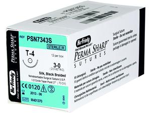 Perma-Sharp, Seide schwarz - Nadeltyp T-4 USP 3-0, Länge 0,69 m, (PSN7343S), Packung 12 Stück