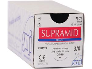 SUPRAMID black - Nadeltyp DS 19 USP 3/0, Länge 0,75 m, Packung 12 Stück