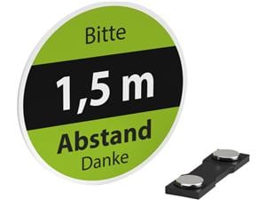 Magnet-Ansteckschilder Abstand Typ B eco Bitte 1,5 Meter Abstand Danke, Packung 10 Stück