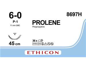 PROLENE Polypropylen blau, monofil - Nadeltyp PRIME P1 USP 6-0, Länge 0,45 m (8697 H), Packung 36 Stück