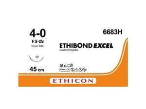 ETHIBOND EXCEL grün, geflochten - Nadeltyp FS2S USP 4-0, Länge 0,45 m (6683 H), Packung 36 Stück