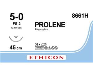 PROLENE Polypropylen blau, monofil - Nadeltyp FS2 USP 5-0, Länge 0,45 m (8661 H), Packung 36 Stück
