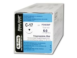 Perma-Sharp, Polypropylene monofil - Nadeltyp C-17 USP 6-0, Länge 0,46 m (PSN8384P), Packung 12 Stück