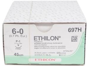 ETHILON schwarz, monofil - Nadeltyp PRIME P1 USP 6-0, Länge 0,45 m (697 H), Packung 36 Stück