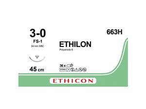 ETHILON schwarz, monofil - Nadeltyp FS1 USP 3-0, Länge 0,45 m (663 H), Packung 36 Stück