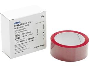 roeko Hanel Okklusionsfolie doppelseitig (ohne Spender) Breite 22 mm, rot, Rolle 25 m