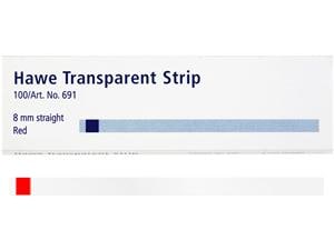 Hawe Transparent Strips Gerade, 8 mm breit, 100 mm lang, rot, Packung 100 Stück