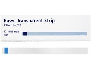 Hawe Transparent Strips Gerade, 10 mm breit, 100 mm lang, blau, Packung 100 Stück