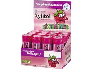 Xylitol Chewing Gum for Kids - mit Display Erdbeergeschmack, Packung 12 Stück