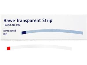 Hawe Transparent Strips Gebogen, 8 mm breit, 73 mm lang, rot, Packung 100 Stück