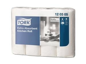 Tork extra saugfähige Küchenrolle 3- lagig, Format 26 x 24 cm, 4 Rollen x 51 Tücher
