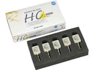 SHOFU Block HC - für Cerec Dentsply Sirona 1-schichtig W2-LT, Packung 5 Stück