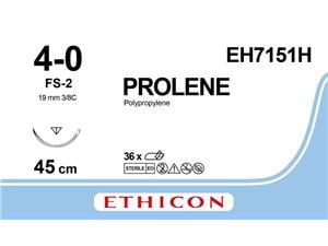 PROLENE Polypropylen blau, monofil - Nadeltyp FS2 USP 4-0, Länge 0,45 m (EH 7151 H), Packung 36 Stück