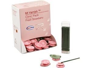 GC MI Varnish - Clinic-Packung Erdbeere, Packung 100 x 0,4 ml und 100 Bürsten