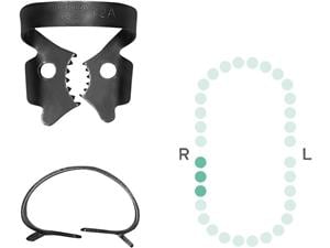 Kofferdam-Klammer, Black Line - Untere Molaren Figur 12A, geriffelte Klammermaul