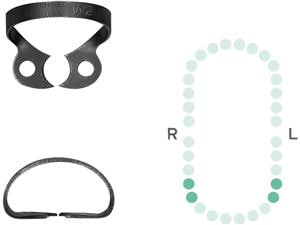 Kofferdam-Klammer, Black Line - Prämolaren Figur W2, für Prämolaren