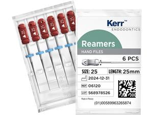 Reamers, Länge 25 mm ISO 025, rot, Packung 6 Stück