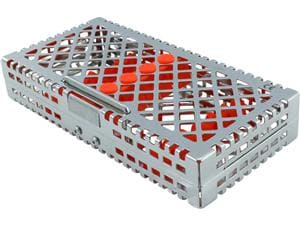 Steri-Wash-Tray, für 6 Instrumente Orange, mit Deckel