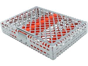 Steri-Wash-Tray, für 10 Instrumente Orange, mit Deckel