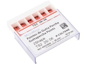 MicroMega 2Shape™ Guttaperchaspitzen Konizität 06, ISO 025, Packung 60 Stück