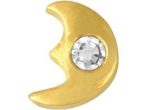 Prodental® Twizzler, Zahnschmuck Gold mit Edelstein Mond, Diamant weiß, Größe3,1 x 4,1 mm