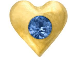 Prodental® Twizzler, Zahnschmuck Gold mit Edelstein Herz, Saphir blau, Größe 3,1 x 2,9 mm