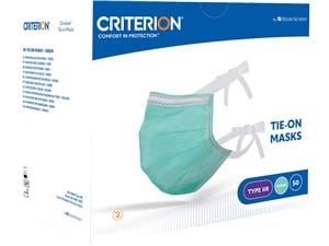 HS-Criterion® Mundschutz chirurgisch zum Binden Grün, 3-lagig, Packung 50 Stück