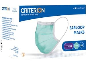 HS-Criterion® Mundschutz mit elastischen Ohrenschlaufen Grün, 3-lagig, Packung 50 Stück