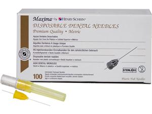 HS-Maxima® Injektionskanülen, Disposable Dental Needles Gelb - 27G, 30 x 23 mm, kurz, Ø 0,4 mm, Packung 100 Stück