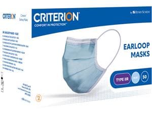 HS-Criterion® Mundschutz mit elastischen Ohrenschlaufen Blau, 3-lagig, Packung 50 Stück