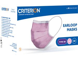 HS-Criterion® Mundschutz mit elastischen Ohrenschlaufen Rosa, 3-lagig, Packung 50 Stück