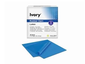 Ivory® Kofferdam Latex für Erwachsene Blau, medium, Packung 36 Blatt