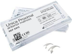 Unica Proximal Frontzahnmatrizen Standard 0,03mm, Packung 100 Stück