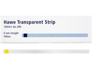 Hawe Transparent Strips Gerade, 6 mm breit, 100 mm lang, gelb, Packung 100 Stück