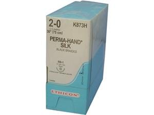 PERMA-HAND SEIDE schwarz, geflochten - Nadeltyp RB1-plus USP 2-0, Länge 0,75 m (K 873 H), Packung 36 Stück